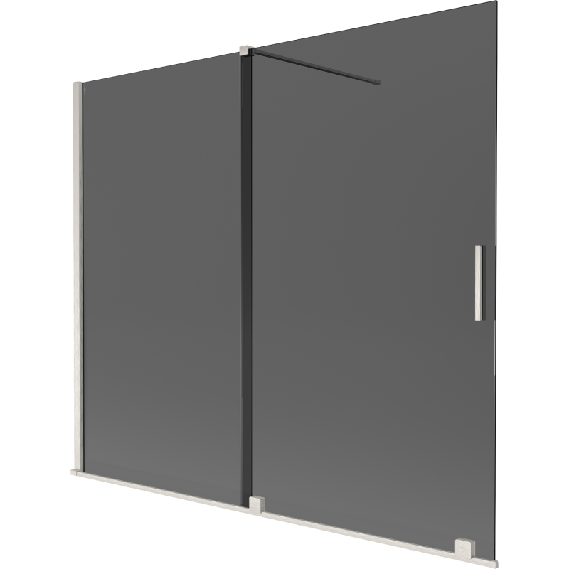 Mexen Velar badwand 2-delig schuifbaar 180 x 150 cm, grafiet, geborsteld nikkel - 896-180-000-41-97