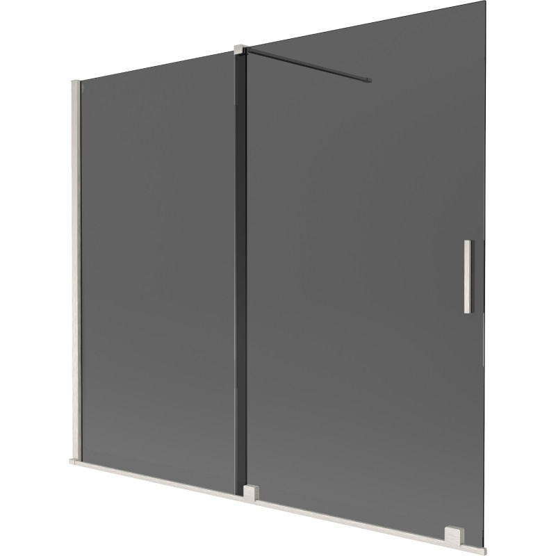 Mexen Velar Paratia per vasca da bagno a 2 ante scorrevoli 180 x 150 cm, grafite, nichel spazzolato - 896-180-000-41-97