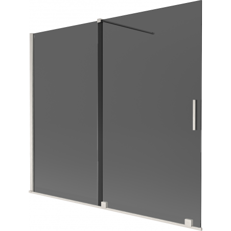 Mexen Velar badwand 2-delig schuifbaar 180 x 150 cm, grafiet, geborsteld nikkel - 896-180-000-41-97