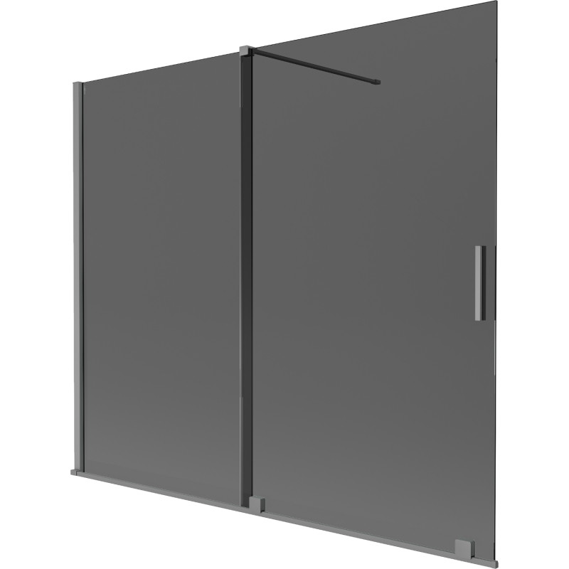 Mexen Velar 2-panel sliding bath screen 180 x 150 cm, graphite, gun metal - 896-180-000-41-95