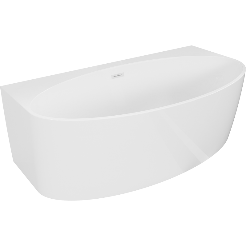 Mexen Bruna banheira independente encostada à parede 170 x 88 cm, branco brilho, transbordo branco - 52731708800-20