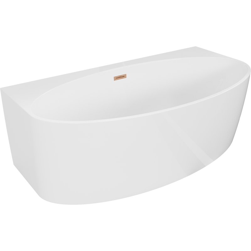 Mexen Bruna freistehende an der Wand stehende Badewanne 170 x 88 cm, weiß glänzend, gebürstetes Kupfer - 52731708800-65