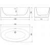 Mexen Bruna freistehende an der Wand stehende Badewanne 170 x 88 cm, weiß glänzend, gebürstetes Kupfer - 52731708800-65
