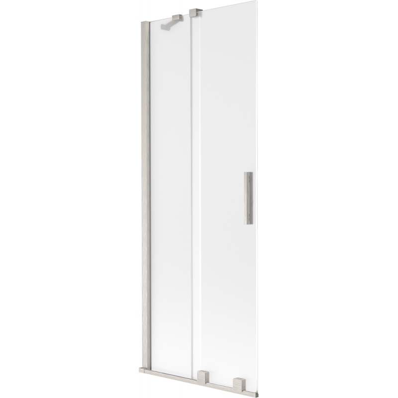 Mexen Velar Badewannen-Faltwand 2-flügelig verschiebbar 70 x 150 cm, Frost, gebürstetes Nickel - 896-070-000-31-97