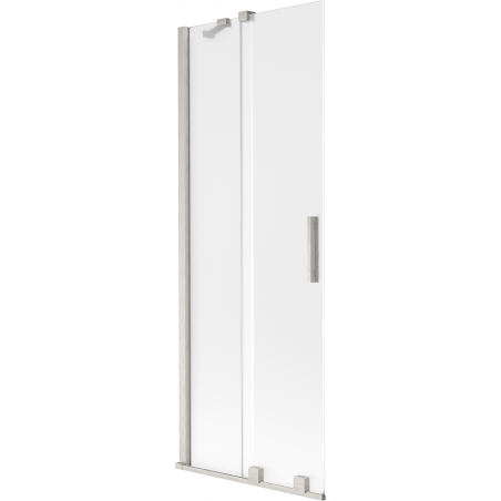 Mexen Velar Badewannen-Faltwand 2-flügelig verschiebbar 70 x 150 cm, Frost, gebürstetes Nickel - 896-070-000-31-97