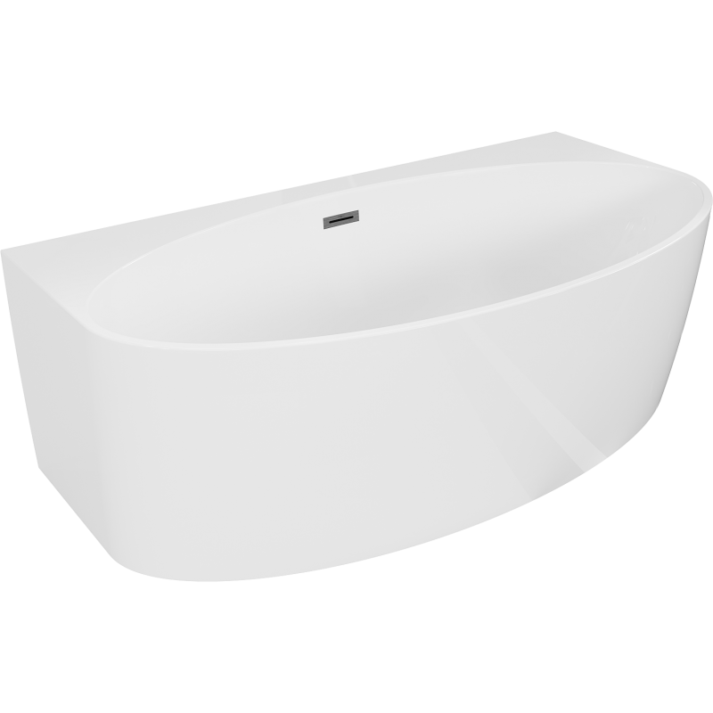 Mexen Bruna vrijstaande tegen de muur badkuip 170 x 88 cm, wit glans, overloop gun gray geborsteld - 52731708800-66