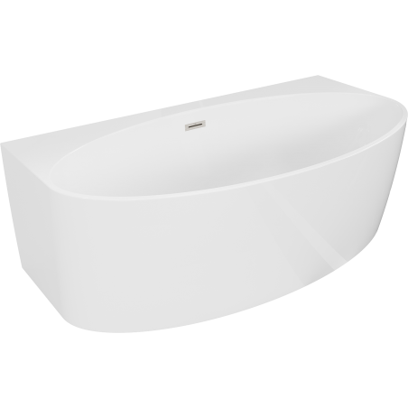 Mexen Bruna freistehende an der Wand stehende Badewanne 170 x 88 cm, weiß glänzend, Überlauf gebürsteter Nickel - 52731708800-97