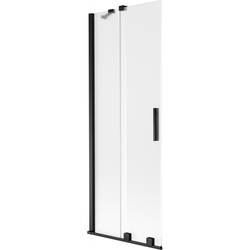 Mexen Velar zwee-deeleger, verstellbarer Duschschutz 75 x 150 cm, Reif, schwaarz - 896-075-000-31-70