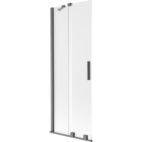 Mexen Velar 2-wing retractable shower screen 75 x 150 cm, frosted, brushed gun gray - 896-075-000-31-66