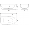 Mexen Giada baignoire autoportante 170 x 90 cm, blanc brillant, trop-plein or brossé - 52741709000-55