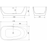 Mexen Giada freistehende Badewanne 170 x 90 cm, weiß glänzend, Überlauf gold gebürstet - 52741709000-55