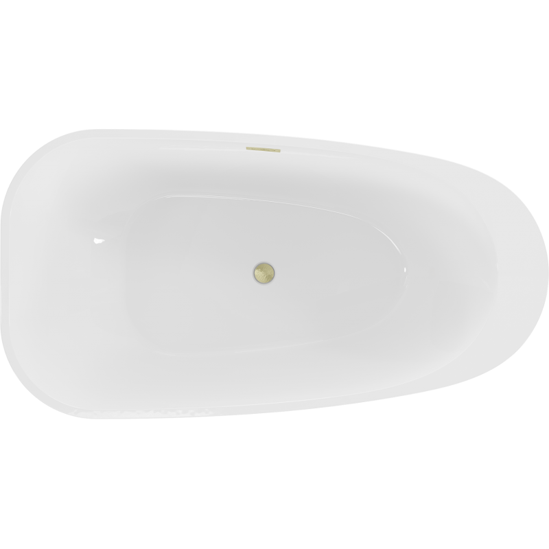 Mexen Giada vapaasti seisova kylpyamme 170 x 90 cm, kiiltävä valkoinen, harjattu kultainen ylivuoto - 52741709000-55