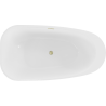 Mexen Giada freistehende Badewanne 170 x 90 cm, weiß glänzend, Überlauf gold gebürstet - 52741709000-55