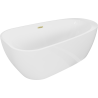 Mexen Giada freistehende Badewanne 170 x 90 cm, weiß glänzend, Überlauf gold gebürstet - 52741709000-55