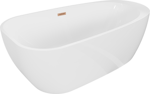 Mexen Giada freistehende Badewanne 170 x 90 cm, weiß glänzend, Überlauf gebürstetes Kupfer - 52741709000-65