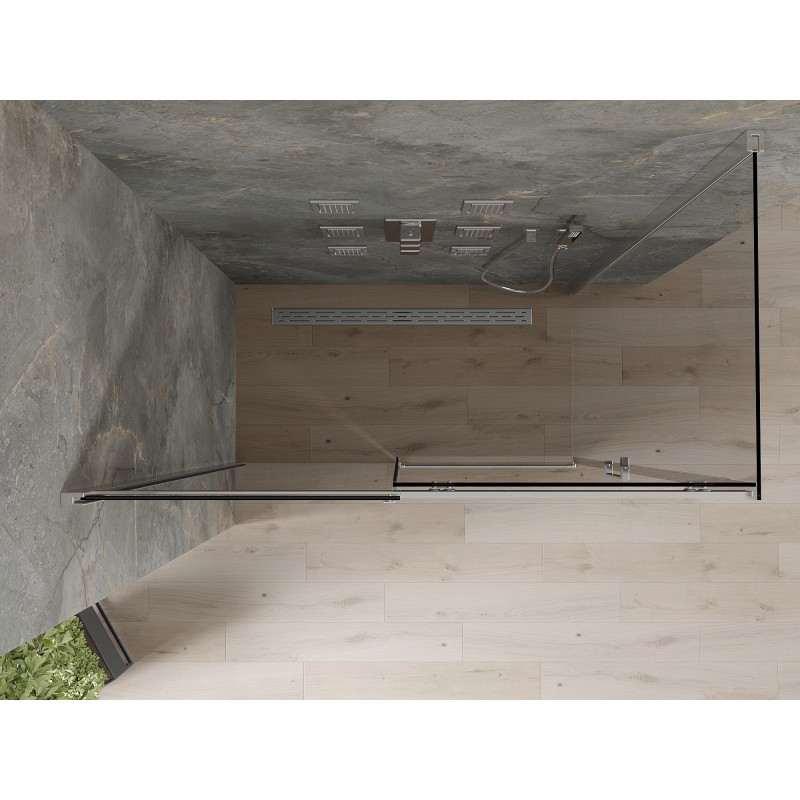 Mexen Omega verschiebbare Duschkabine 150 x 80 cm, Graphit, Chrom - 825-150-080-01-40