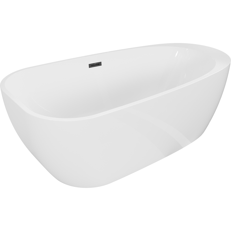 Mexen Giada vapaasti seisova kylpyamme 170 x 90 cm, kiiltävä valkoinen, musta ylivuoto - 52741709000-70