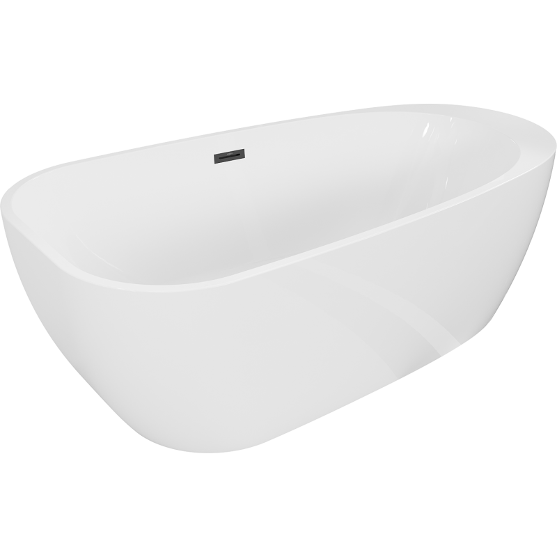 Mexen Giada vrijstaande badkuip 170 x 90 cm, wit glans, zwarte overloop - 52741709000-70