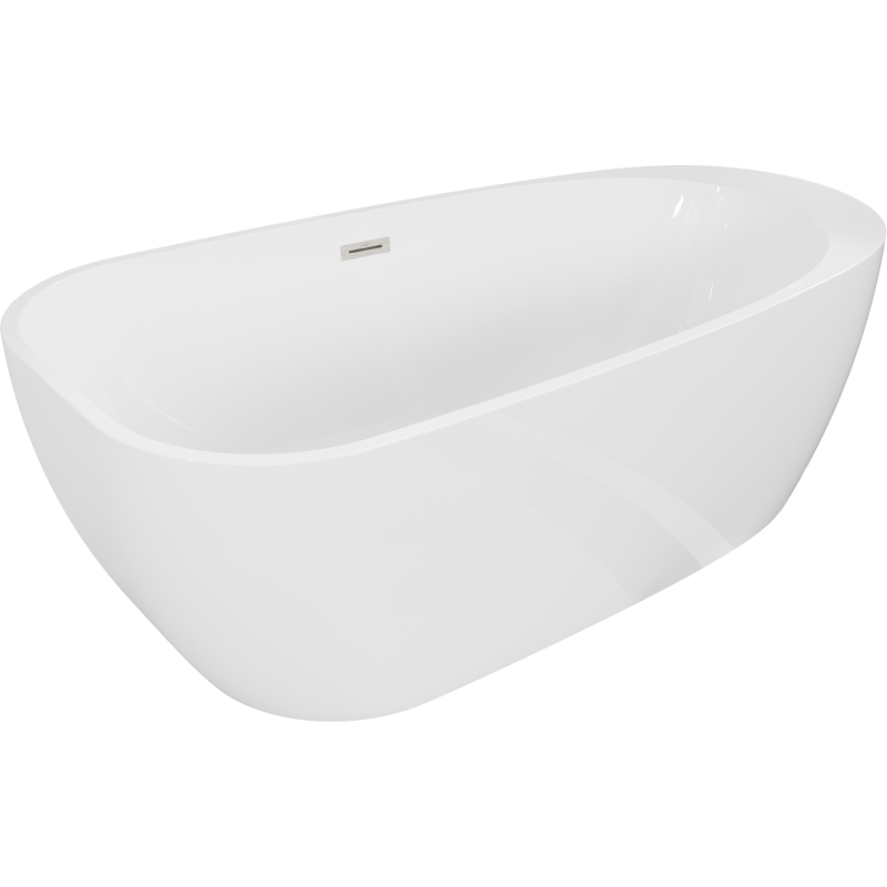 Mexen Giada baignoire autoportante 170 x 90 cm, blanc brillant, trop-plein nickel brossé - 52741709000-97
