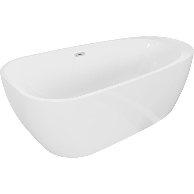 Mexen Giada freestanding bath 170 x 90 cm, white gloss, brushed nickel overflow - 52741709000-97