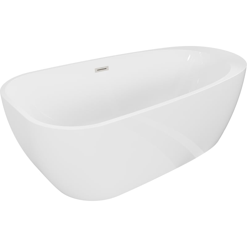 Mexen Giada stojeća kada 170 x 90 cm, bijela sjajna, preljev brušeni nikal - 52741709000-97