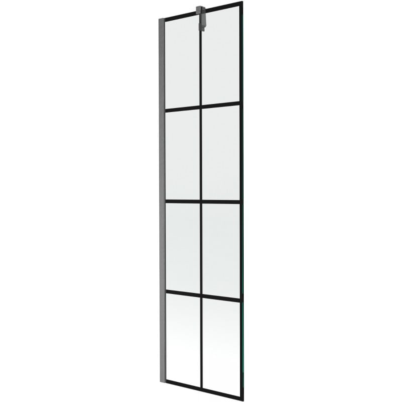 Mexen Next παραβάν μπάνιου 1-πτέρυγο 50 x 150 cm, μαύρο καρό, gun gray βουρτσισμένο