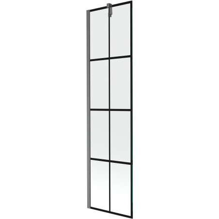 Mexen Next parawan nawannowy 1-skrzydłowy 50 x 150 cm, czarna kratka, gun gray szczotkowany - 895-050-000-00-77-66