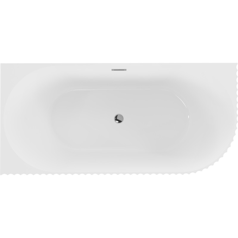 Mexen Gia baignoire îlot d'angle rainurée gauche 150 x 75 cm, blanc brillant, trop-plein chromé - 52701507500L-01