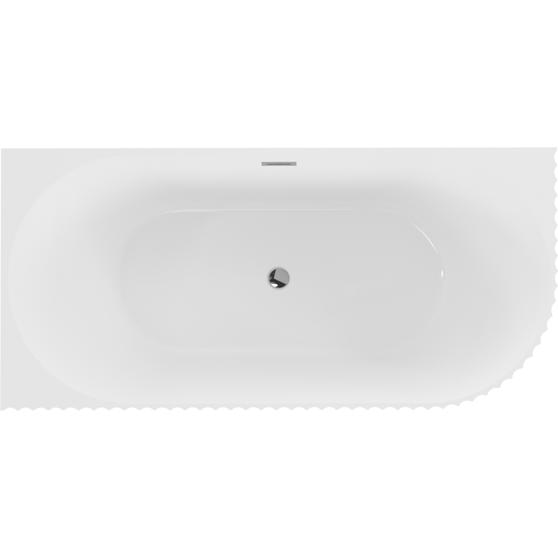 Mexen Gia free-standing corner ribbed left bathtub 150 x 75 cm, white gloss, chrome overflow - 52701507500L-01