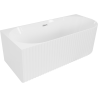 Mexen Gia freistehende Eckbadewanne geriffelt links 150 x 75 cm, weiß glänzend, Überlauf Chrom - 52701507500L-01