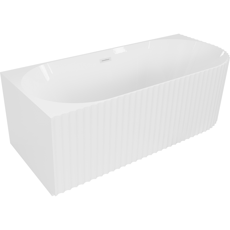 Mexen Gia freestanding corner fluted left 150 x 75 cm, white gloss, white overflow - 52701507500L-20