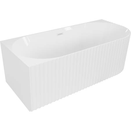 Mexen Gia freestanding corner fluted left 150 x 75 cm, white gloss, white overflow - 52701507500L-20