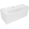 Mexen Gia freestanding corner fluted left bathtub 150 x 75 cm, white gloss, brushed gold overflow - 52701507500L-55