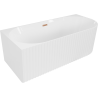 Mexen Gia freistehende Eckbadewanne geriffelt links 150 x 75 cm, weiß glänzend, Überlauf gebürstetes Kupfer - 52701507500L-65