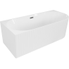 Mexen Gia freestanding corner bathtub ribbed left 150 x 75 cm, white gloss, brushed gun gray overflow - 52701507500L-66