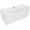 Mexen Gia freestanding corner grooved left tub 150 x 75 cm, white gloss, black overflow - 52701507500L-70