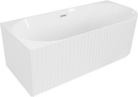 Mexen Gia vrijstaande hoekbad geribbeld links 150 x 75 cm, wit glans, overloop geborsteld nikkel - 52701507500L-97