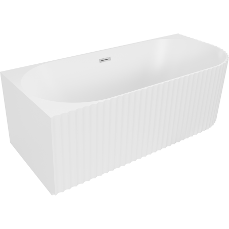 Mexen Gia freistehende Eckbadewanne geriffelt links 150 x 75 cm, weiß matt, Überlauf chrom - 52701507501L-01