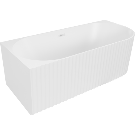 Mexen Gia free-standing corner fluted left bathtub 150 x 75 cm, white matte, white overflow - 52701507501L-20