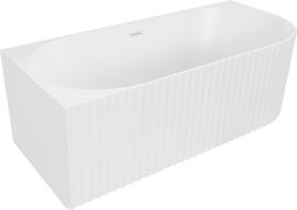 Mexen Gia freistehende, geriffelte Eckbadewanne links 150 x 75 cm, weiß matt, Überlauf weiß - 52701507501L-20