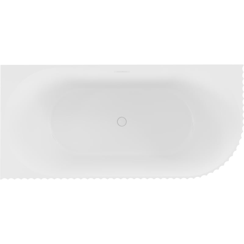 Mexen Gia freestanding corner grooved left bathtub 150 x 75 cm, white matte, white overflow - 52701507501L-20