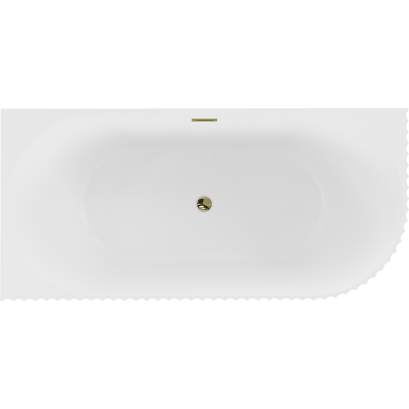 Mexen Gia vapaasti seisova kulmakylpyamme vasen 150 x 75 cm, valkoinen matta, ylivuoto kultainen - 52701507501L-50