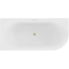Mexen Gia baignoire îlot d'angle rainurée gauche 150 x 75 cm, blanc mat, trop-plein doré brossé - 52701507501L-55