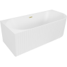 Mexen Gia freistehende Eckbadewanne gerillt links 150 x 75 cm, weiß matt, Überlauf gold gebürstet - 52701507501L-55