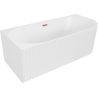 Mexen Gia baignoire autoportante d'angle rainurée gauche 150 x 75 cm, blanc mat, trop-plein or rose - 52701507501L-60