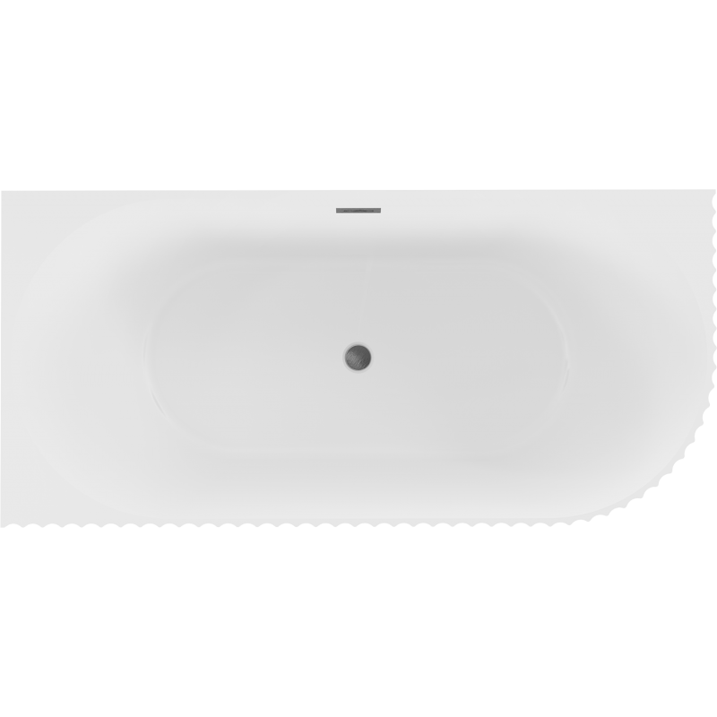 Mexen Gia Fristående hörnbadkar, rifflad vänster 150 x 75 cm, vit matt, bräddavlopp gun gray borstad - 52701507501L-66