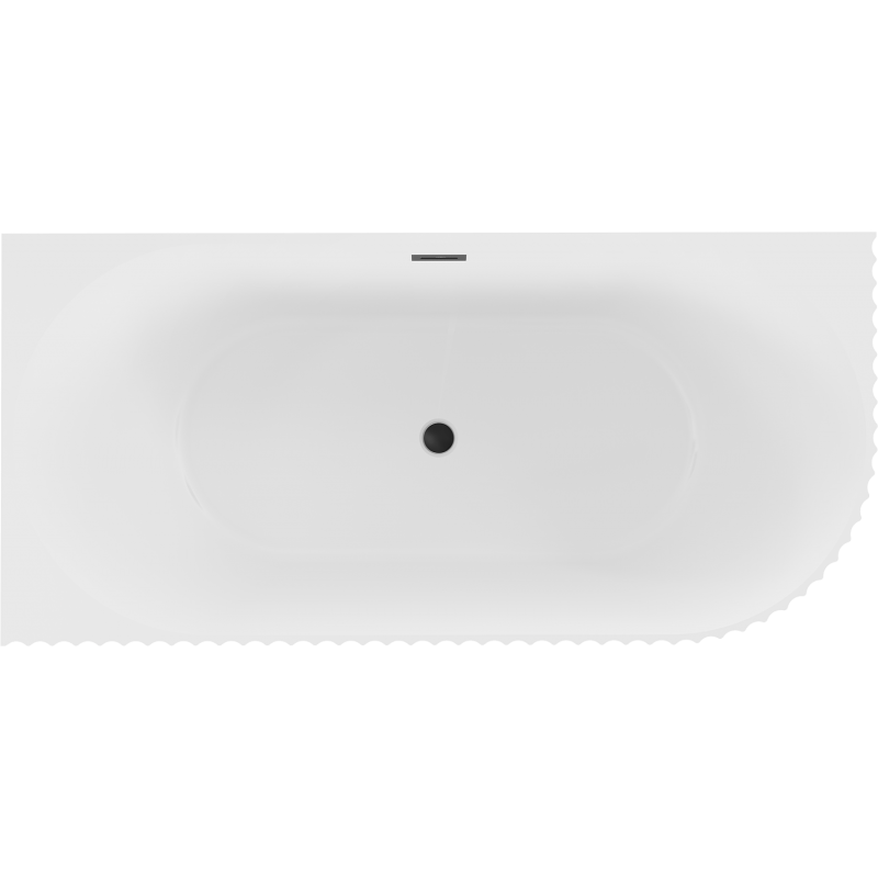 Mexen Gia bañera exenta esquina acanalada izquierda 150 x 75 cm, blanco mate, rebosadero negro - 52701507501L-70