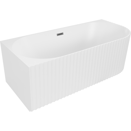 Mexen Gia freistehende Eckbadewanne gerillt links 150 x 75 cm, weiß matt, Überlauf Gun Metal - 52701507501L-95