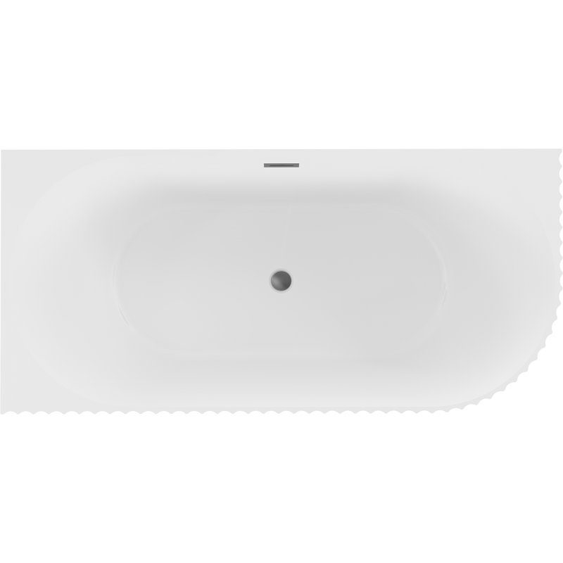 Mexen Gia freistehende Eckbadewanne gerillt links 150 x 75 cm, weiß matt, Überlauf Gun Metal - 52701507501L-95