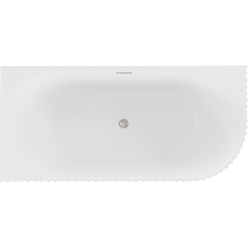 Mexen Gia freestanding corner ribbed left bathtub 150 x 75 cm, white matte, overflow brushed nickel - 52701507501L-97